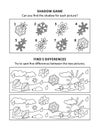 Activity sheet for kids with two puzzles